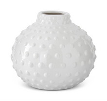 Load image into Gallery viewer, 11 INCH WHITE CERAMIC RAISED DOT VASE
