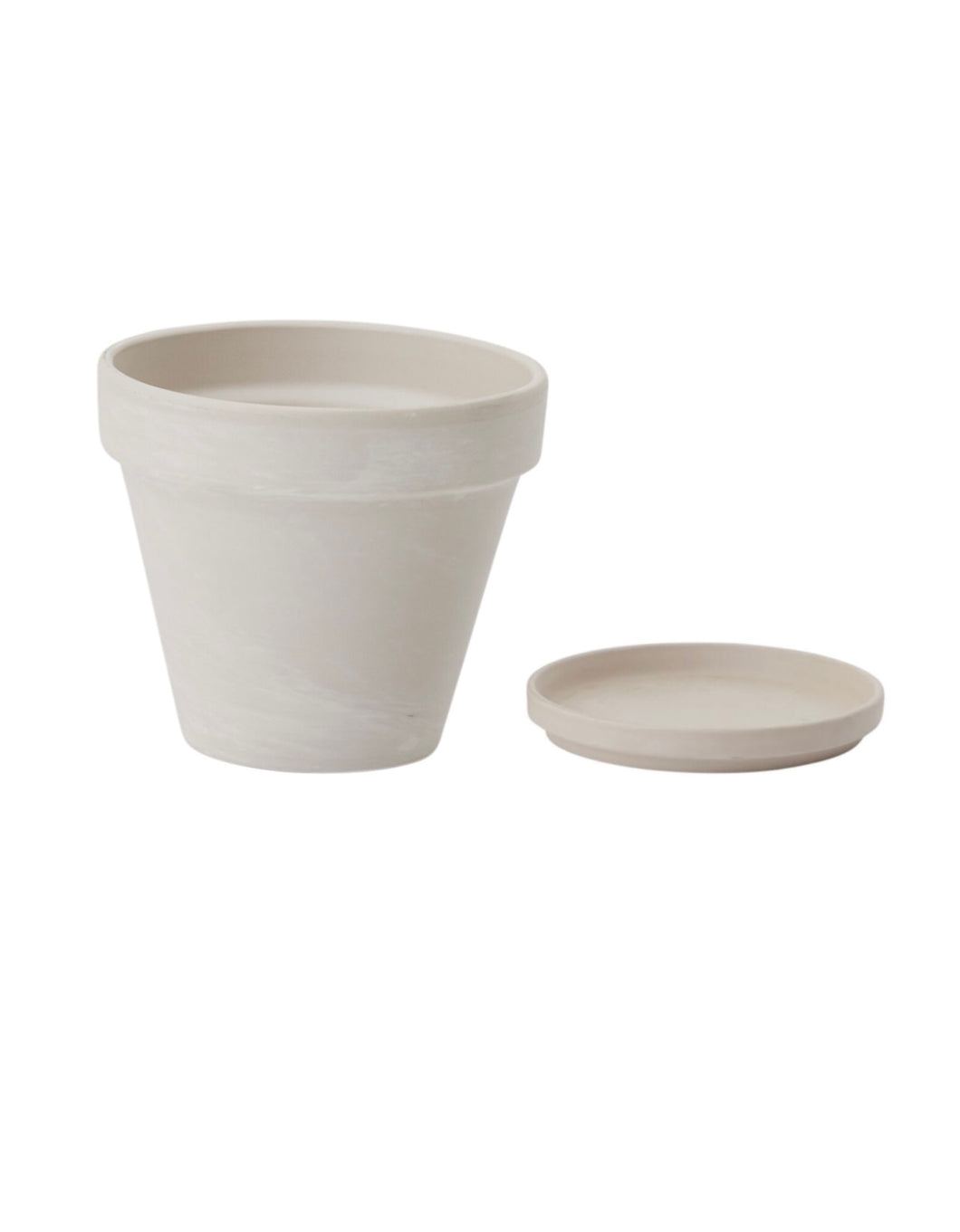 White Clay Pot with Saucer