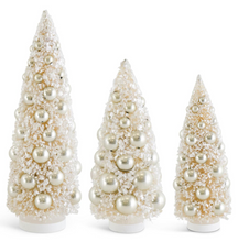 Load image into Gallery viewer, Cream Bottle Brush Trees w/ Champagne Ornaments
