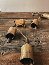 Load image into Gallery viewer, 28&quot; Strand of Brass Bells on Jute Rope
