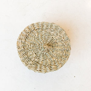 Lidded Hand-Woven Seagrass Basket