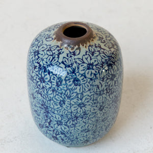 Navy Floral Vase