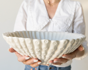 Ivory Stoneware Fluted Bowl