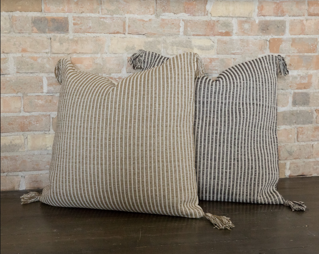 Striped Pillow with Tassels