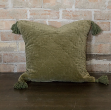 Load image into Gallery viewer, Sage Quilted Velvet Pillow
