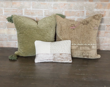 Load image into Gallery viewer, Sage Quilted Velvet Pillow
