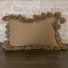 Load image into Gallery viewer, Woven Cotton Slub Lumbar Pillow with Tassels
