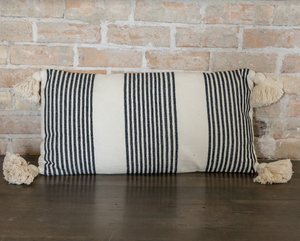 Woven Striped Lumbar Pillow with Tassels