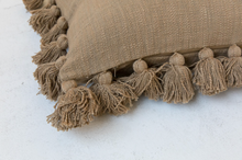 Load image into Gallery viewer, Woven Cotton Slub Lumbar Pillow with Tassels
