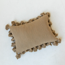 Load image into Gallery viewer, Woven Cotton Slub Lumbar Pillow with Tassels
